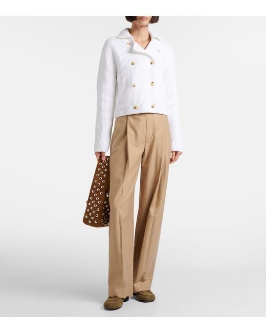 Vince White Double-Breasted Cotton-Blend Jacket