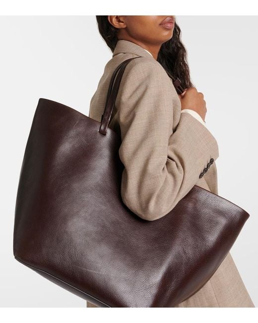 The Row Brown Park Xl Leather Tote Bag