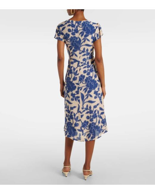 Robe Midi En Crepe A Fleurs Velvet en coloris Blue