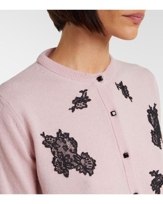 Cardigan De Lana Con Borrego Valentino de color Pink