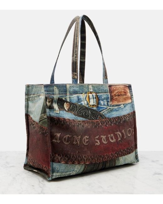 Acne Black Embossed Canvas Tote Bag