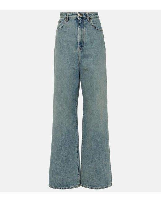Jeans anchos de tiro alto Loewe de color Blue