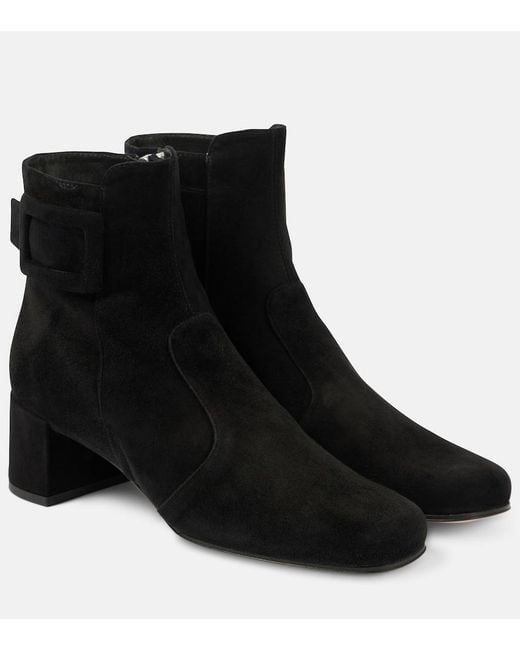 Roger Vivier Black Tres Vivier 45 Suede Ankle Boots