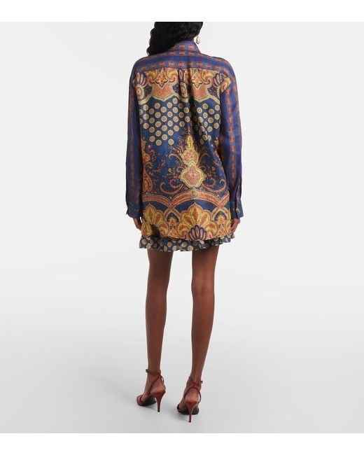 Valentino Blue Voyage Imaginaire Vlogo Linen Blouse