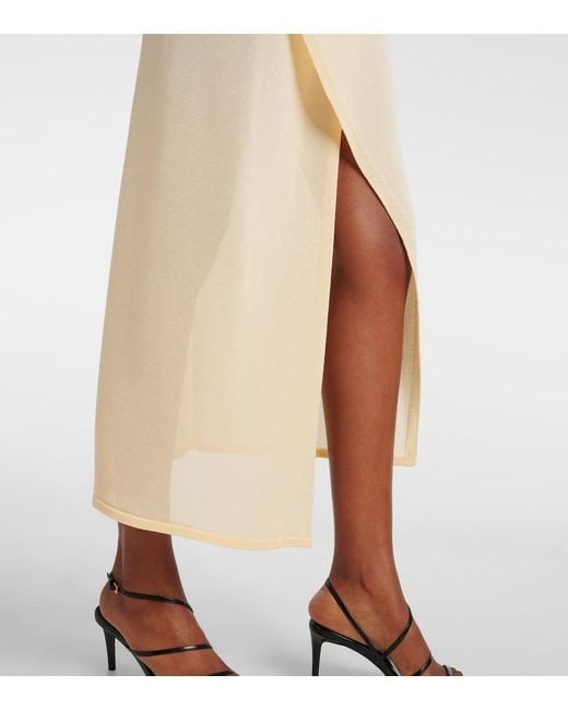 Frankie Shop Natural Alsen Knitted Sheer Wrap Skirt