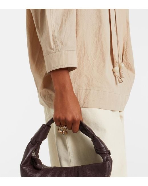 Lemaire Natural Tie-Neck Cotton Crepe Blouse