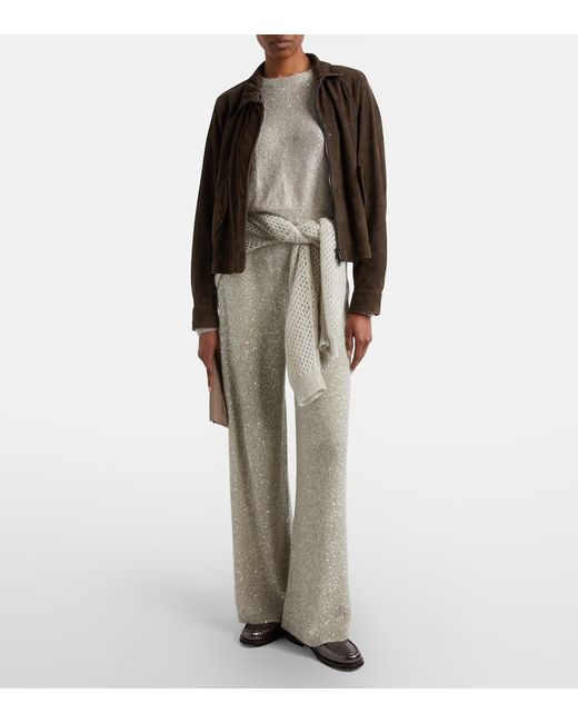 Brunello Cucinelli Gray Sequined Sweater