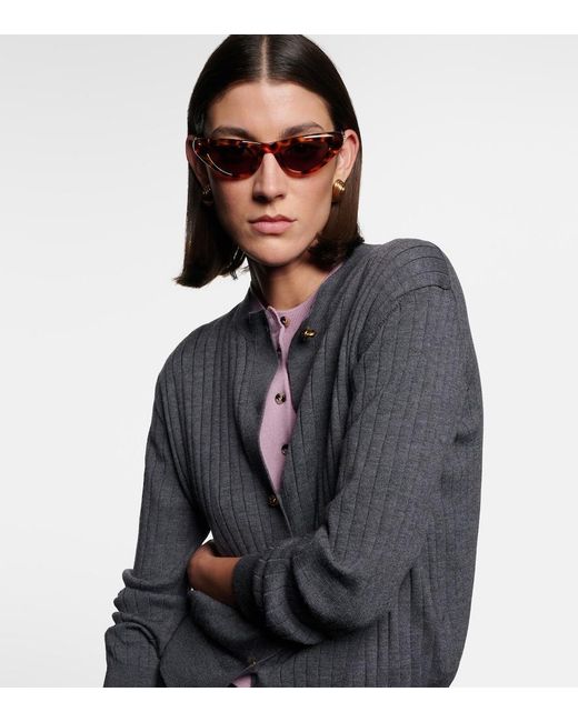 Bottega Veneta Brown Curvy Cat-Eye Sunglasses
