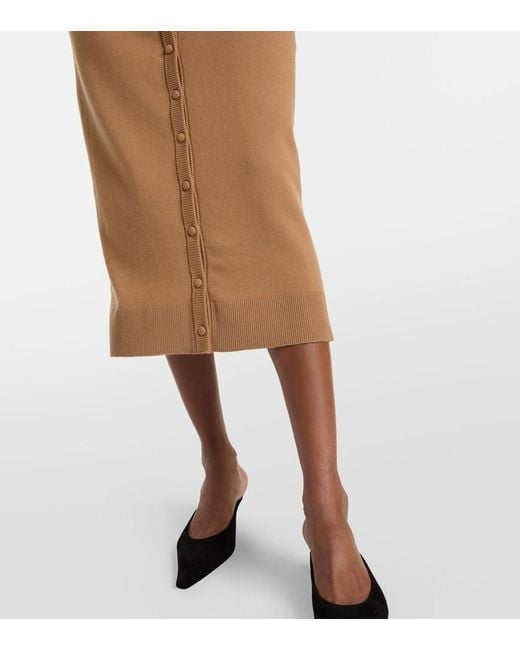 Victoria Beckham Brown Wool-Blend Midi Skirt