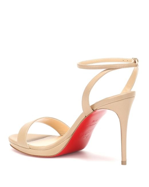 Christian Louboutin Loubi Queen 100 Leather Sandal in Beige (Natural ...