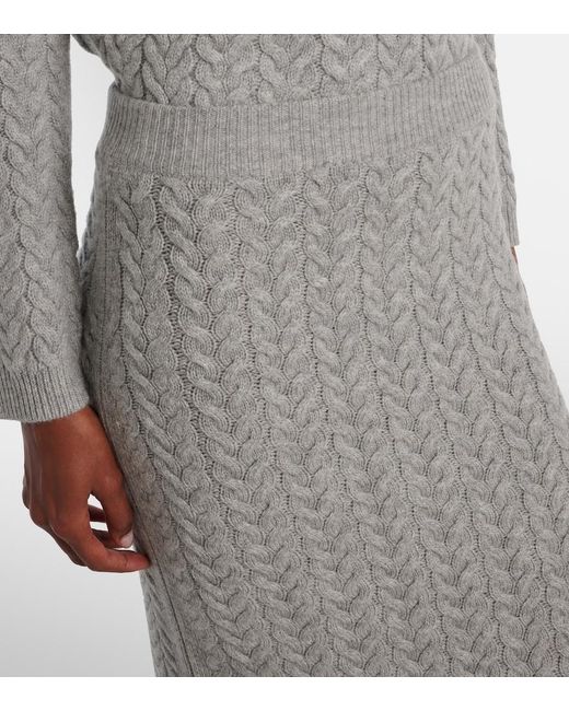 Max Mara Gray Max Mara Cable-Knit Wool And Cashmere Pencil Skirt