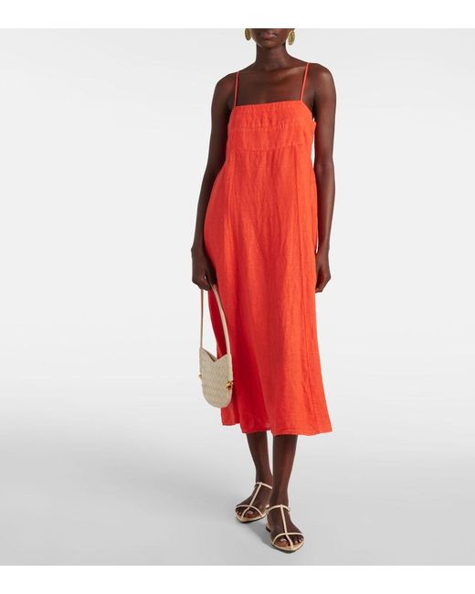 Velvet Red Stephie Linen Midi Dress