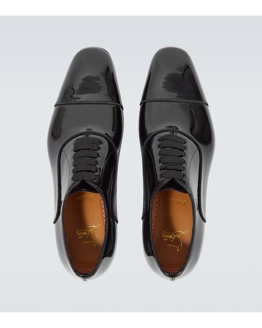 Christian Louboutin Black Greggo Patent Leather Oxford Shoes for men