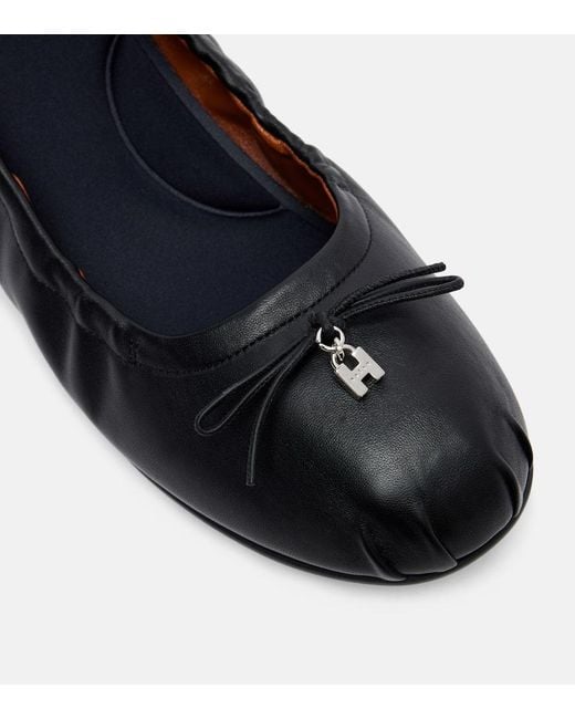 Hogan Black Olympia Leather Ballerina Flats
