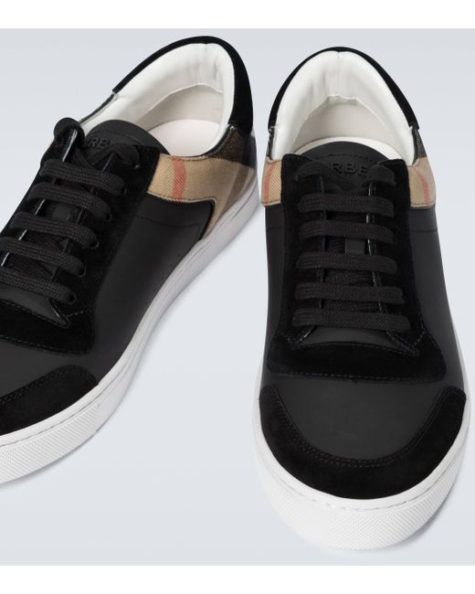 Burberry Black House Check Leather Sneakers for men