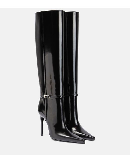 Saint Laurent Vendome 110 Leather Knee-high Boots in Black | Lyst