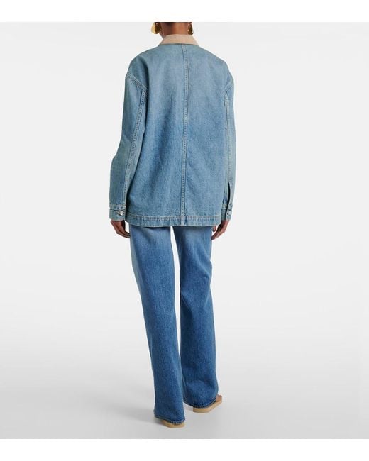 SLVRLAKE Denim Blue Hayden Corduroy-Trimmed Denim Jacket