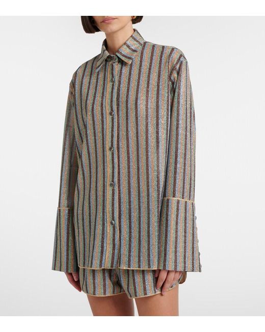 Oseree Brown Lumiere Striped Shirt
