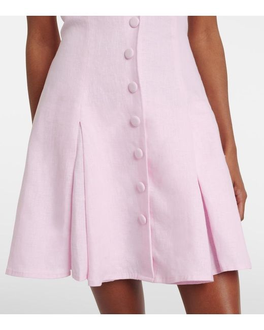 Faithfull The Brand Pink Murano Halterneck Linen Minidress