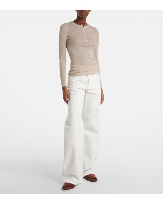 Gabriela Hearst Natural Julian Cashmere And Silk Henley Shirt