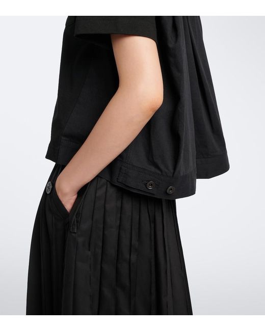 Sacai Black Cotton Jersey And Denim T-Shirt