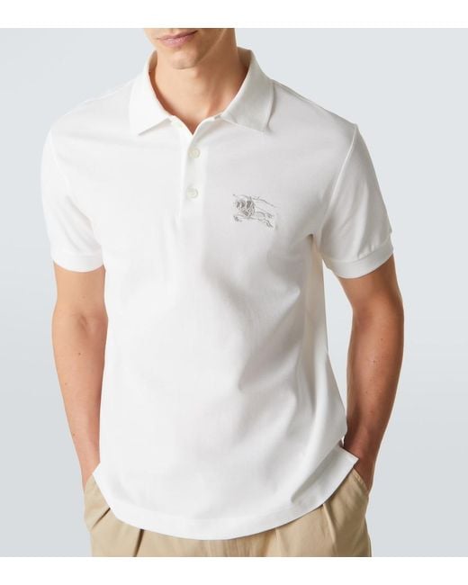 Burberry White Ekd Cotton Polo Shirt for men
