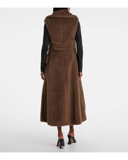 Max Mara Brown Mantel Aus Alpakawolle, Wolle Und Seide