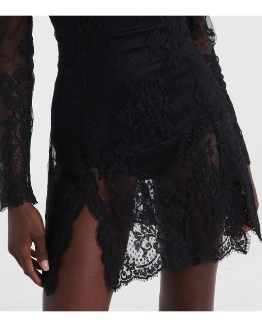 Dolce & Gabbana Black Cord Floral Lace Minidress