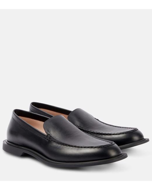 The Row Black Nic Leather Loafers