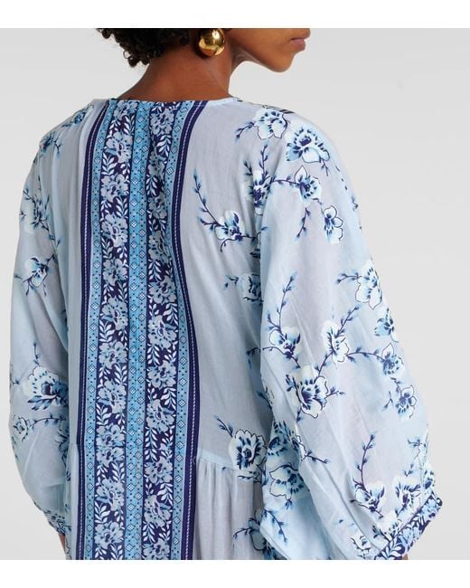 Juliet Dunn Blue Bedruckter Kaftan Aus Baumwolle