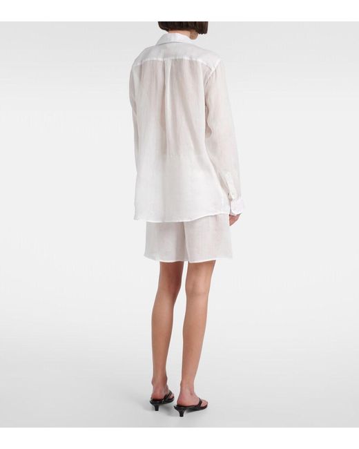 Totême White Layered Ramie Voile Shirt
