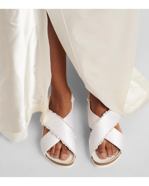 Birkenstock White X Danielle Frankel Tulum Embellished Satin Sandals