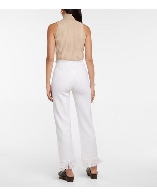 Alanui White Cordillera Fringed Virgin Wool Pants