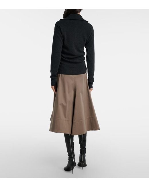 Proenza Schouler Brown Janan Cotton-Blend Sateen Midi Skirt