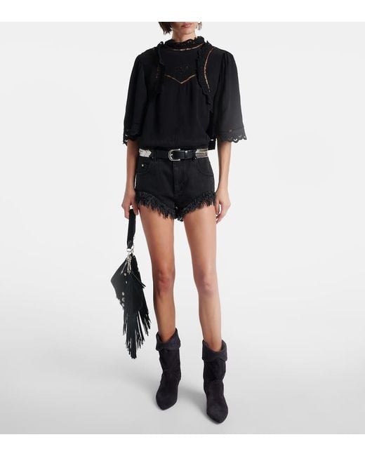 Top Frany Con Bordado Ingles Isabel Marant de color Black