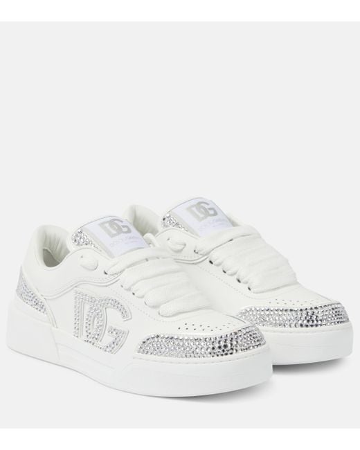 New Roma Sneakers avec strass Dolce & Gabbana en coloris White