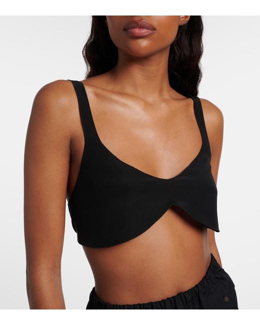 Prada Black Oversized Silk Crepe De Chine Bra Top