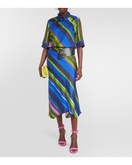 Dorothee Schumacher Blue Striped Silk Twill Blouse