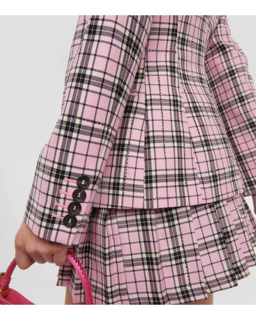 GIUSEPPE DI MORABITO Pink Checked Wool Blazer