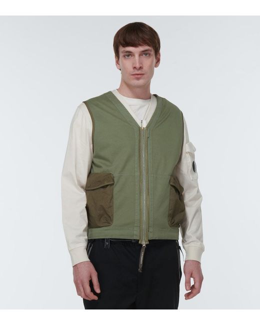 C P Company Green Cotton Jersey Vest for men