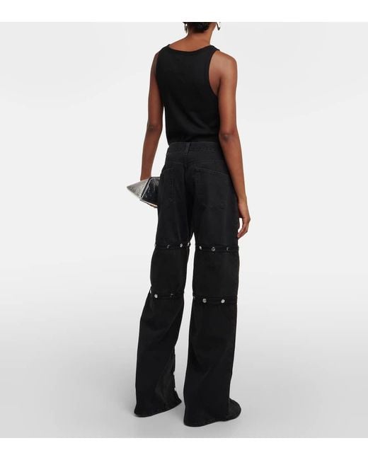 Jeans Rectos De Tiro Bajo Con Botones The Attico de color Black