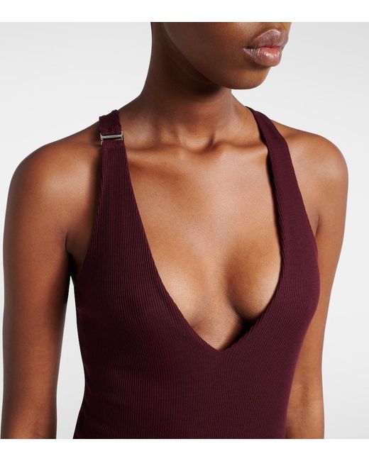 The Attico Red Draped Midi Dress