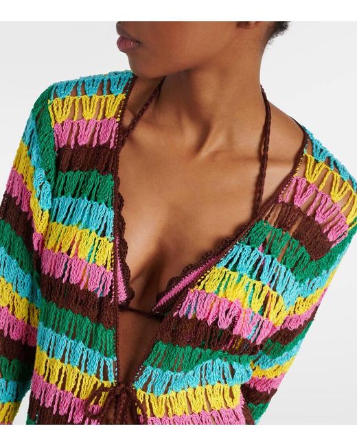 Pareo in crochet di cotone a righe di Anna Kosturova in Multicolor