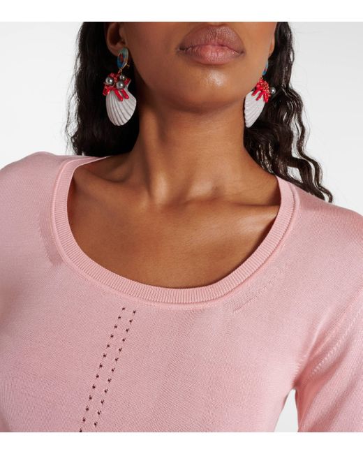 Dolce & Gabbana Pink Capri Pointelle Silk Sweater