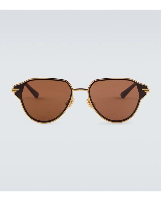 Bottega Veneta Brown Glaze Aviator Sunglasses for men