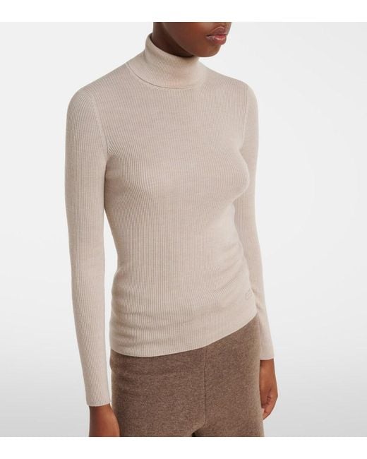 Agnona Natural Turtleneck Wool, Silk, And Cashmere Sweater