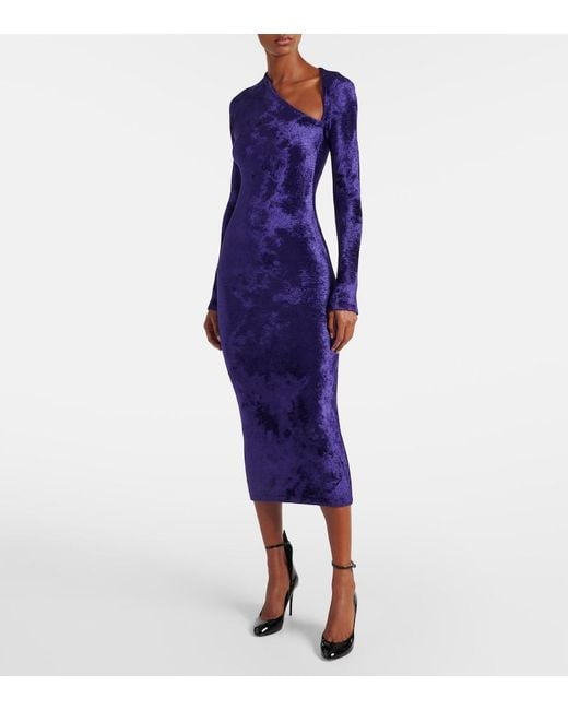 Alaïa Blue Velvet Midi Dress