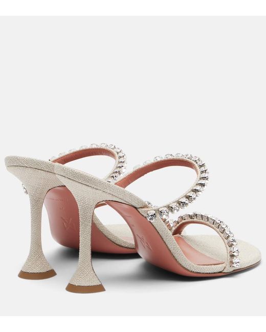 AMINA MUADDI Pink Gigi Embellished Canvas Mules
