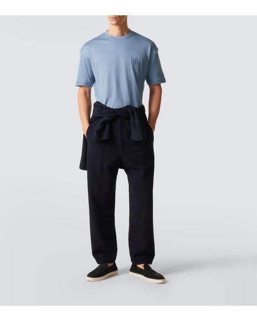 Giorgio Armani T-Shirt Aus Baumwoll-Jersey in Blue für Herren