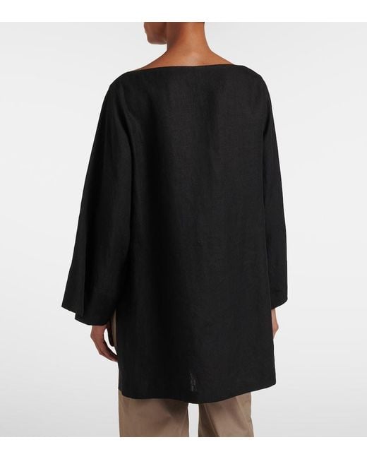 The Row Black Junia Linen Top